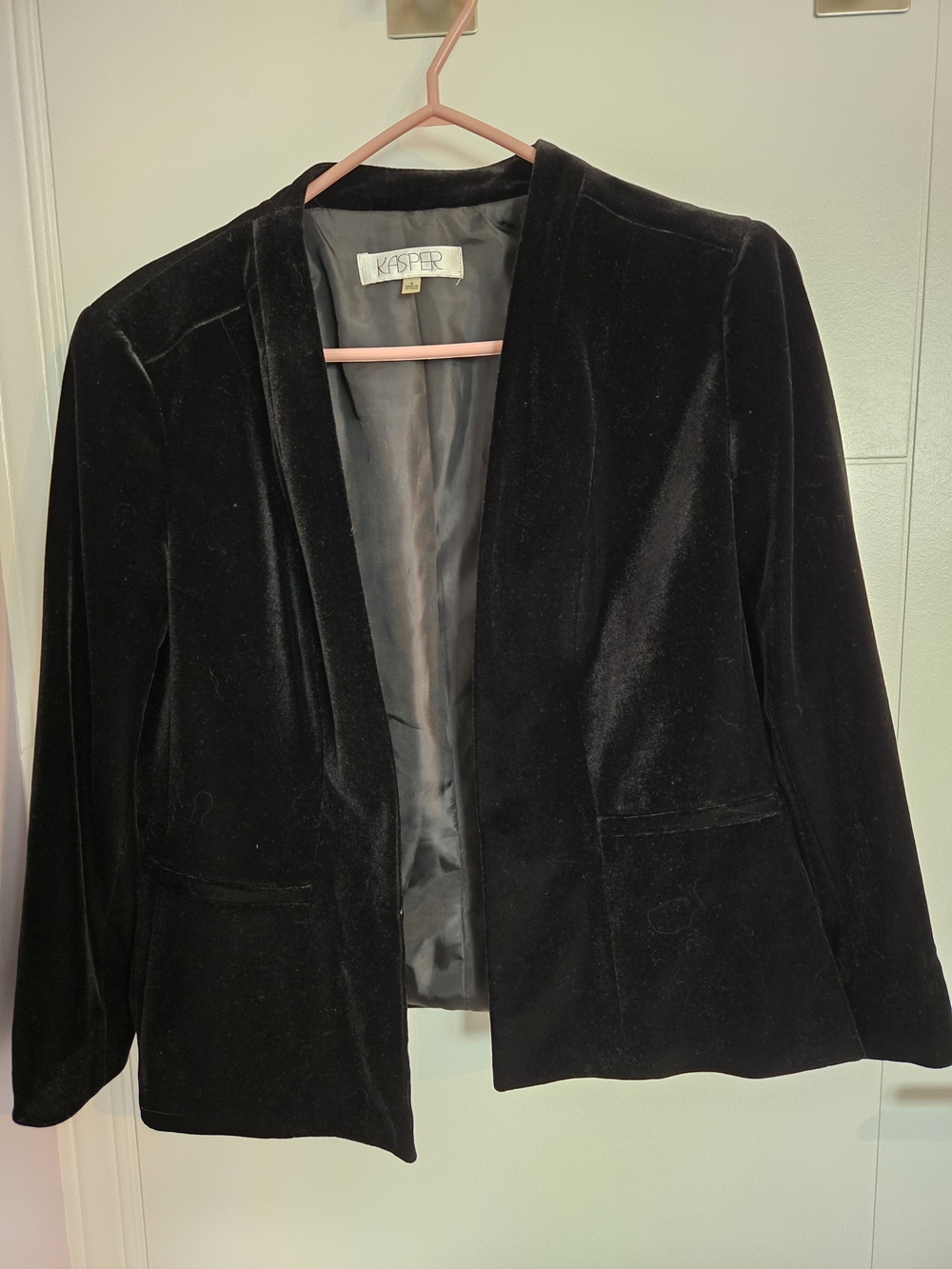 Kasper Black Velvet Open-Front Blazer